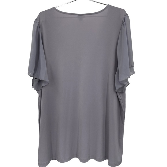 Torrid Studio Knit V-Neck Chiffon Sleeve Tee Size 3X Plus Size Lilac/Grey - Picture 5 of 11